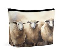 FodPand Sheeps Watercolor Toiletry Bag Large Capacity Makeup Bag Travel Makeup Pouch Mini Cosmetic Bags Zipper Make Up Storage Pouch Make Up Organizer Tool Pouchs