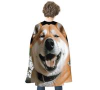 FodPand Shiba Inu Smile Tongue Out Halloween Cloak Cosplay Costumes Adults | Soft Satin Cape Poncho, Wizard/Witch/Vampire/Knight/Royal Roleplay, Spooky Party Favor, Trick or Treat Essential Accessories