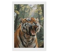 FodPand Siberian Tiger in The Forest 5D Diamond Painting Kits for Adults Beginners Full Drill Square Diamond Dots Pictures Gem Art Supplies for Home Wall Room Decoration DIY Craft Set Gift 8X12