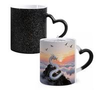 FodPand Silver Dragon Circling Color Changing Mugs Heat Sensitive Ceramic Coffee Mugs Funny Temperature Changing Mug Novelty Magic Cup Gift for Coffee Lover 11 Oz