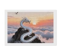 FodPand Silver Dragon Circling Diamond Painting Kit for Adults 5D DIY Diamond Art with Sparkling Gems Round Drill Complete Set Paintings for Beginners Unique Wall Decor Gift 8"x12"