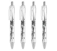 FodPand Simple Skull Graphic Ballpoint Pens Fine Point Smooth Writing Pen Retractable Ball Point Pens 0.5mm Black Ink Pen Office Supplies Gifts for Men Women 4 PCS