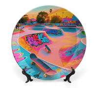 FodPand Skate Park Graffiti Bone Ceramic Decorative Plate | bone china decorative plaque with display stand ceramic ornaments porcelain plate for decoration