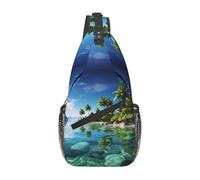 FodPand Sling Bag For Women Men Crossbody Shoulder Bag Sling Backpack Beautiful Island In The Sea Chest Bag Travel Hiking Casual Sport Daypack