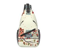 FodPand Sling Bag For Women Men Crossbody Shoulder Bag Sling Backpack Cute Christmas Owls On Branch Chest Bag Travel Hiking Casual Sport Daypack