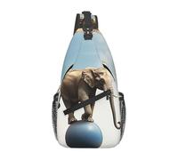 FodPand Sling Bag For Women Men Crossbody Shoulder Bag Sling Backpack Elephant Balancing On Ball Chest Bag Travel Hiking Casual Sport Daypack