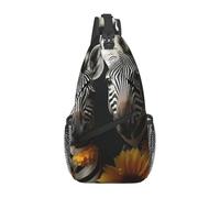 FodPand Sling Bag For Women Men Crossbody Shoulder Bag Sling Backpack Pair Of Sunflowers And Zebra Chest Bag Travel Hiking Casual Sport Daypack
