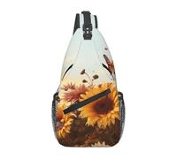 FodPand Sling Bag For Women Men Crossbody Shoulder Bag Sling Backpack Sunflowers And Butterflies Chest Bag Travel Hiking Casual Sport Daypack