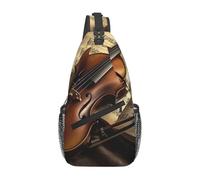 FodPand Sling Bag For Women Men Crossbody Shoulder Bag Sling Backpack Violin And Book Chest Bag Travel Hiking Casual Sport Daypack