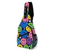 FodPand Sling Bag Lightweight Crossbody Chest Pack Colorful Happy Faces Travel Shoulder Bag with Adjustable Strap