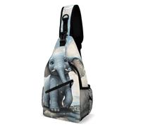FodPand Sling Bag Lightweight Crossbody Chest Pack Cute Elephant Play Bubbles Travel Shoulder Bag with Adjustable Strap