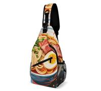 FodPand Sling Bag Lightweight Crossbody Chest Pack Doodle Style Noodles Travel Shoulder Bag with Adjustable Strap
