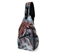 FodPand Sling Bag Lightweight Crossbody Chest Pack Giant Squid Vs Whale Travel Shoulder Bag with Adjustable Strap