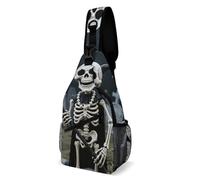 FodPand Sling Bag Lightweight Crossbody Chest Pack Halloween Scary Skeleton Travel Shoulder Bag with Adjustable Strap