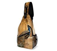 FodPand Sling Bag Lightweight Crossbody Chest Pack Jeweled Peacock Travel Shoulder Bag with Adjustable Strap