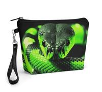 FodPand Small Makeup Bag with Handle - PU Leather 3D Snake Cosmetic Bag for Purse Travel Makeup Organizer Toiletry Pouch Portable Zipper Make Up Pouch for Women 8.9x2.6x5.7 in