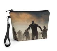 FodPand Small Makeup Bag with Handle - PU Leather Many Zombie Cosmetic Bag for Purse Travel Makeup Organizer Toiletry Pouch Portable Zipper Make Up Pouch for Women 8.9x2.6x5.7 in