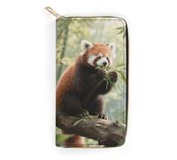 FodPand Small Panda Wallets for Men Women - PU Leather Zip Around Wallet with 4 Card Slots & 3 Cash Compartments, 7.8 X 4.1 Inch Large Capacity Long Purse for Travel