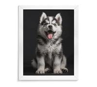 FodPand Smiling Little Dog 5D Diamond Painting Kit for Adults White Wood 40 * 50cm DIY Diamond Art with Sparkling Gems Round Drill - Complete Set Paintings for Beginners, Unique Wall Decor Gift
