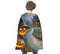 FodPand Smiling Strange Pumpkin Lantern Halloween Cloak Reversible Renaissance Cape Medieval Costume for Cosplay Themed Party Dress Up