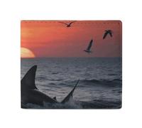 FodPand Sneaking Shark Bifold Wallet for Men Women, 4.3"x3.7" Compact Leather Wallet with ID Window & Coin Pocket, Slim Minimalist Card Holder for Daily Carry & Travel