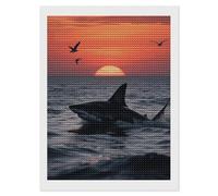 FodPand Sneaking Shark Diamond Painting Kits for Adults Beginner 5D Round Drill Full Diamonds Pictures Gem Art Kits Crafts Gift DIY Diamond Art Kits for Home Wall Decor 12"x16"