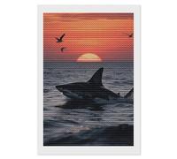 FodPand Sneaking Shark Diamond Painting Kits for Adults Beginner 5D Round Drill Full Diamonds Pictures Gem Art Kits Crafts Gift DIY Diamond Art Kits for Home Wall Decor 8"x12"