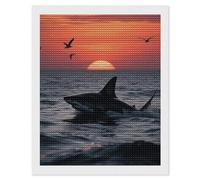 FodPand Sneaking Shark Diamond Painting Kits for Adults Beginner 5D Round Drill Full Diamonds Pictures Gem Art Kits Crafts Gift DIY Diamond Art Kits for Home Wall Decor 16"x20"