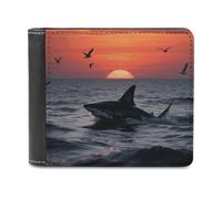 FodPand Sneaking Shark Wallet for Men Women, PU Leather Slim Card Holder with 8 Card Slots, Minimalist Bifold Wallet Front Pocket Wallets Stylish Purse for Travel Gift