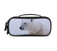 FodPand Snow Animal Polar Bear Cosmetic Bag with Handle And Zipper Makeup Brushes Organizer Case PU Leather Toiletry Bag Small Makeup Bags for Travel Or Daily