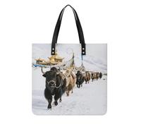 FodPand Snow Mountain Caravan Tote Bag for Women Leather Work Shopper Beach Handbag Travel Carryall Shoulder Bag