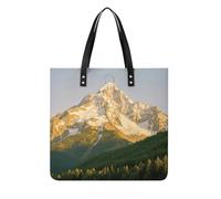 FodPand Snow Mountain Sunrise Tote Bag for Women Leather Work Shopper Beach Handbag Travel Carryall Shoulder Bag