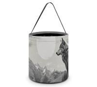 FodPand Snow Mountain Wolf Halloween Trick Or Treat Bucket, Reusable Goodie Candy Basket, Snack Bag Large Gift Tote Bags with Handles for Gifts Wrapping Party Favors Supplies