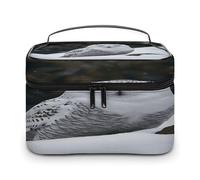 FodPand Snow Owl Makeup Bag,Portable Large Capacity Travel Cosmetic Bag Adjustable Lightweight Hand-held Makeup Box for Women Daily Use