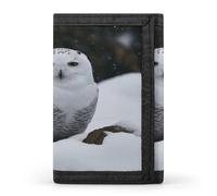 FodPand Snow Owl Wallet,Portable Three Folds Wallet Sturdy With Hanging Buckle Zipper Wallets for Man Woman