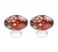 FodPand Snowflakes and Christmas Trees Cabinet Handles 2-Pack 1.1 Inch Round Stainless Steel Cabinet Pulls Knobs Pulls with Screws Silver Hardware for Kitchen Cabinets, Furniture Doors, & Dressers