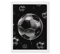 FodPand Soccer Black Diamond Painting Kits for Adults Beginner 5D Round Drill Full Diamonds Pictures Gem Art Kits Crafts Gift DIY Diamond Art Kits for Home Wall Decor 12"x16"