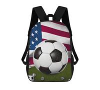 FodPand Soccer USA American Flag 17 Inch Laptop Backpack, College Bookbag | Water Resistant Computer Bag for Women Men, Large Capacity Laptop Bag with Pouch Pocket, Business Daypack for Travel