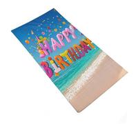 FodPand Soft Microfiber Bath Towels 29x14 Inch Ultra Absorbent & Lightweight Face Towel Quick-Dry Decorative Happy Birthday on The Beach Hand Towels for Bathroom Shower Gym Spa Salon Travel