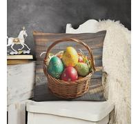 FodPand Soft Plush Basket and Easter Eggs Couch Pillow Covers 22x22 Decorative Square Body Pillow Case with Hidden Zipper Skin-Friendly & Anti-Pilling Cushion Cover for Living Room Bedroom Sofa Patio