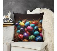 FodPand Soft Plush Colorful Easter Eggs Couch Pillow Covers 26x26 Decorative Square Body Pillow Case with Hidden Zipper Skin-Friendly & Anti-Pilling Cushion Cover for Living Room Bedroom Sofa Patio