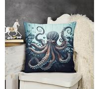 FodPand Soft Plush Cool Octopus Couch Pillow Covers 18x18 Decorative Square Body Pillow Case with Hidden Zipper Skin-Friendly & Anti-Pilling Cushion Cover for Living Room Bedroom Sofa Patio