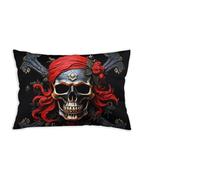 FodPand Soft Plush Pirate Skull Pillow Protector with Zipper Breathable Body Pillowcases 12x20 Decorative Throw Pillow Covers Cushion Case Farmhouse Home Decor for Sofa Couch Bed Chair