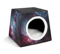 FODPAND Space Nebula with Cluster Cat Bed Cave for Small Dog Cat House 3-in-1 Foldable Cats Beds with Removable Washable Cushioned Pillow Covered Cave Pet Tents with Non-Slip Bottom