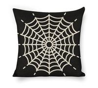 FodPand Spider Web Pillow Covers 18x18 Inch, Farmhouse Linen Pillow Cases for Couch, Double-Sided Decorative Throw Pillow Covers Square Cushion Covers for Living Room Bedroom