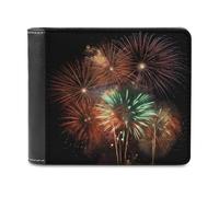 FodPand Splendid Fireworks Wallet for Men Women, PU Leather Slim Card Holder with 8 Card Slots, Minimalist Bifold Wallet Front Pocket Wallets Stylish Purse for Travel Gift