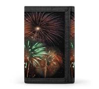 FodPand Splendid Fireworks Wallet,Portable Three Folds Wallet Sturdy With Hanging Buckle Zipper Wallets for Man Woman