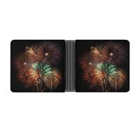 FodPand Splendid Fireworks Wallet Slim Minimalist Men Wallet Durable Portable Bifold Purse PU Passcase