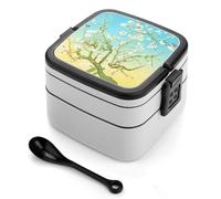 FodPand Spring Blossoms in Full Bloom Bento Box,2 Stackable Bento Lunch Containers Lunchable Food Container with Utensil Adult Lunch Box for Dining Out, Work, Picnic