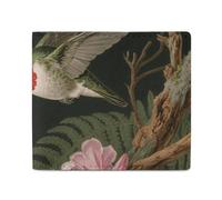 FodPand Spring Hummingbirds Bifold Wallet for Men Women, 4.3"x3.7" Compact Leather Wallet with ID Window & Coin Pocket, Slim Minimalist Card Holder for Daily Carry & Travel